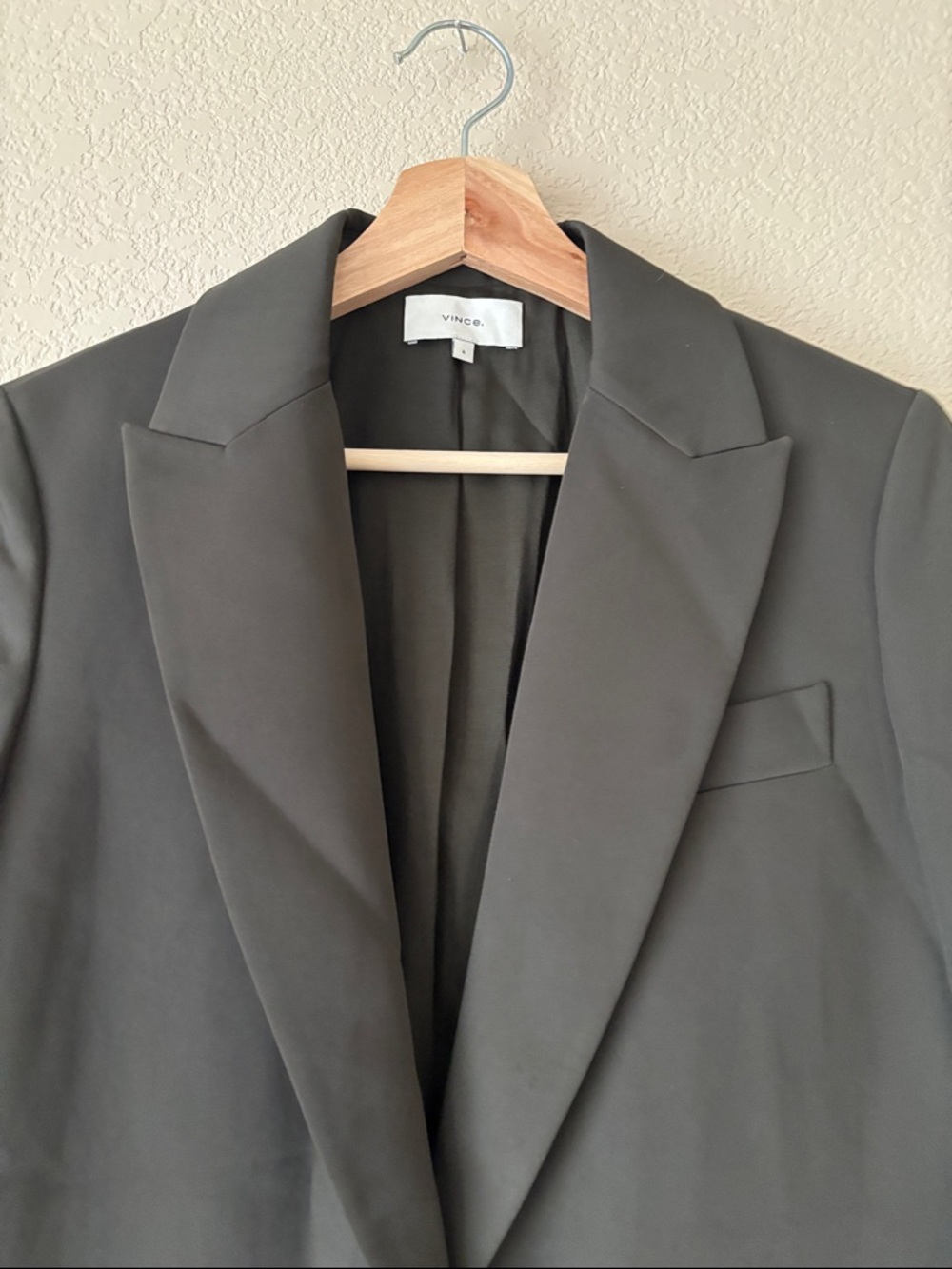 Vince Olive Green Single-Button Tailored Blazer - Picture 3 of 5